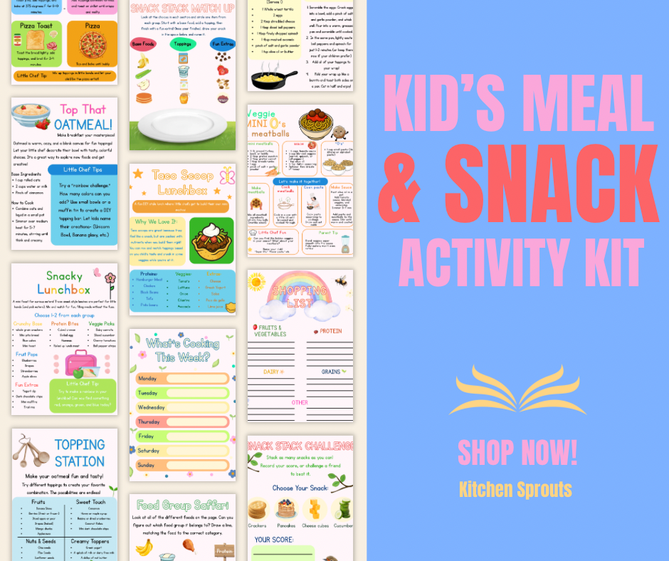 Kids Meal Planner, Snack Ideas & Food Activity Kit (Printable)